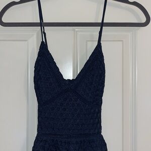 Abercrombie & Fitch Navy Blue Eyelet Lace Cutout Dress